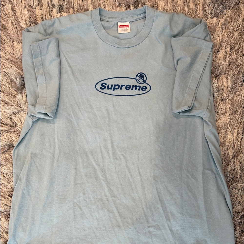 Supreme Light Blue Tee with Navy Oval Logo